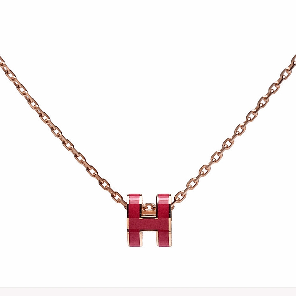 エルメス HERMES レディースポップH ペンダントネックレス ピンク MINI POP H PEND FRAMBOIS