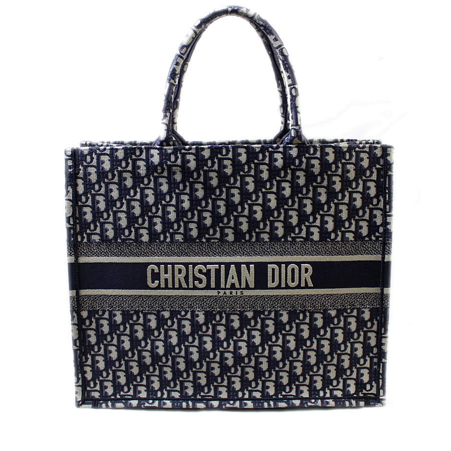 クリスチャン ディオール Christian Dior オブリーク ブック トート ラージ バッグ キャンバス ネイビー M1286ZRIW M928