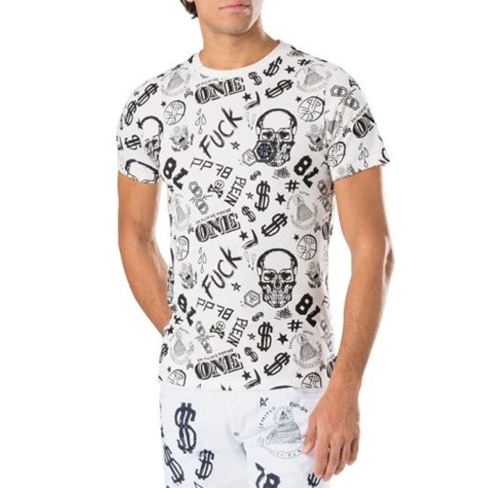 PHILIPP PLEIN MEN T-SHIRT フィリップ・プレイン メンズ Tシャツ HM34257101 WHITE