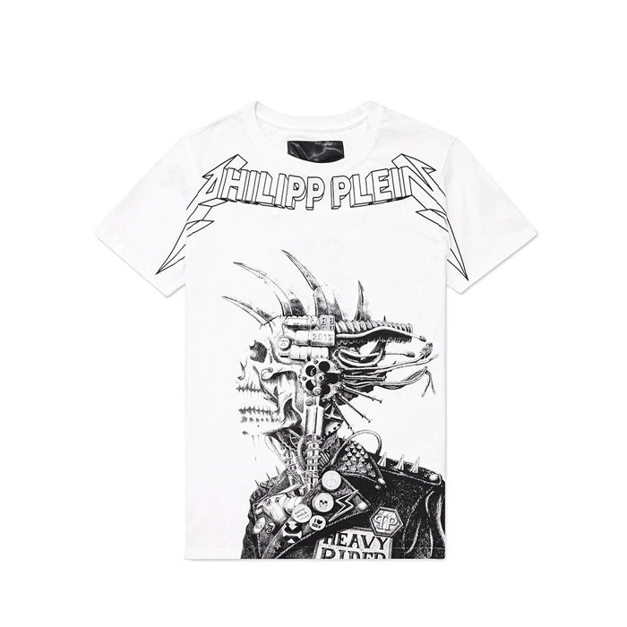 PHILIPP PLEIN MEN T-SHIRT フィリップ・プレイン メンズ Tシャツ HM34258601 WHITE