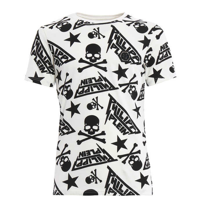 PHILIPP PLEIN MEN T-SHIRT フィリップ・プレイン メンズ Tシャツ HM342563 01 WHITE