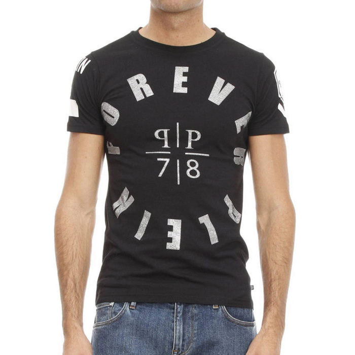 PHILIPP PLEIN MEN T-SHIRT フィリップ・プレイン メンズ Tシャツ HM342529 02 BLACK