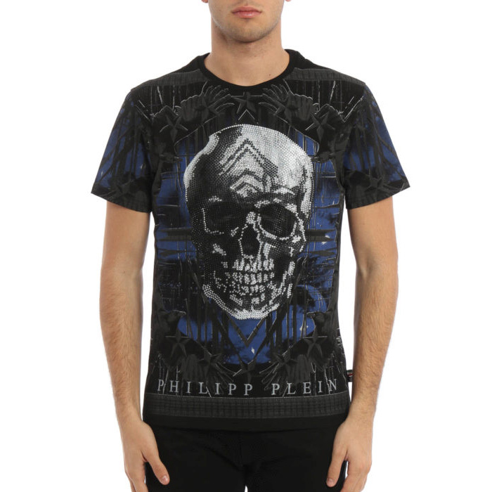 PHILIPP PLEIN MEN T-SHIRT フィリップ・プレイン メンズ Tシャツ HM34277902 BLACK