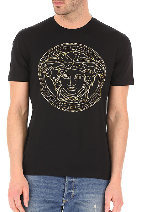 VERSACE ヴェルサーチ ゴールドトーン メデューサヘッドショートスリーブTシャツ A77987 A201952 A008