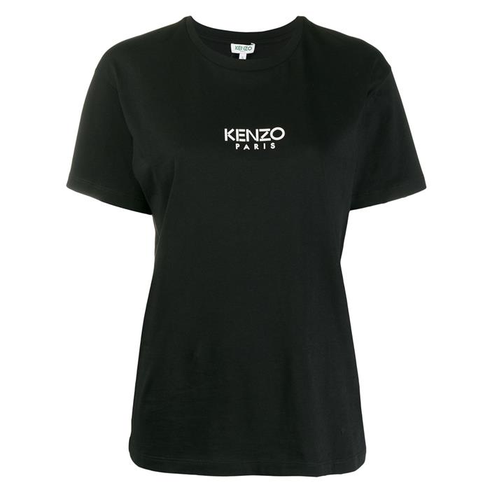 ケンゾーKENZO ブラック レディース 体ロゴ クルーネック 半袖 Tシャツ カットソー コットン 2TS955 937 99