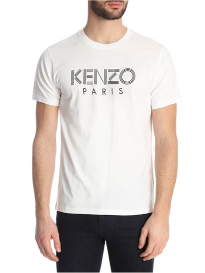 ケンゾー KENZO メンズ フロントブラックロゴプリントコットンTシャツ 5TS092 4SG 01