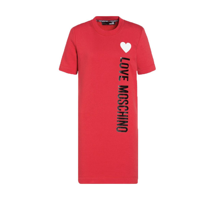 ラブ モスキーノ LOVE MOSCHINO レディース エレガントレタープリント半袖ミドル丈ドレス W5A0212 4165 088