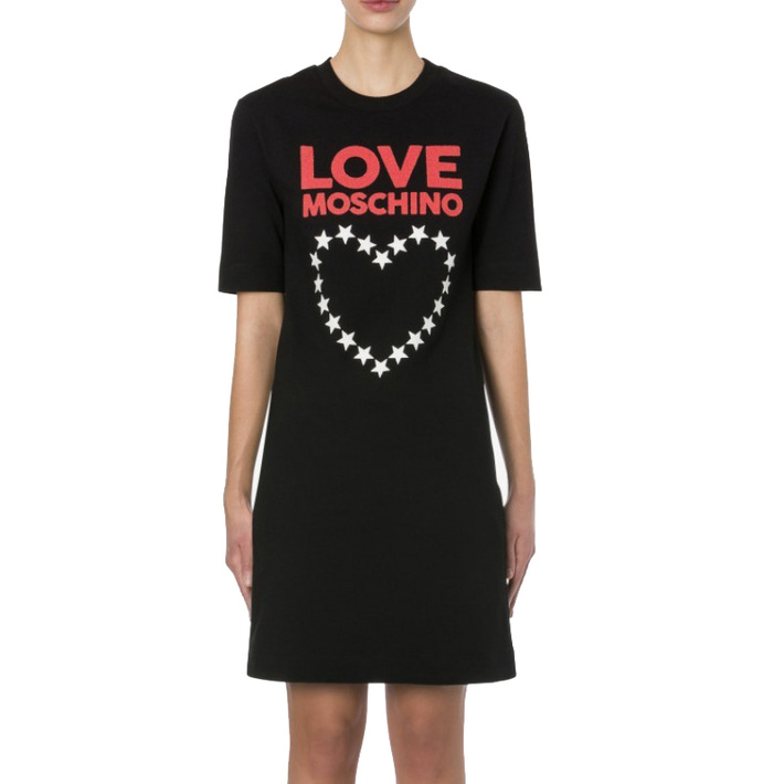 ラブ モスキーノLOVE MOSCHINO レディースクルーネックラブロゴプリントワンピース W5B4901 2124 C74