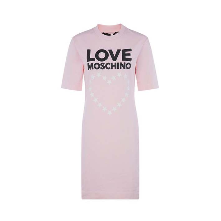 ラブ モスキーノLOVE MOSCHINO レディースクルーネックラブロゴプリントワンピース W5B4901 2124 L91