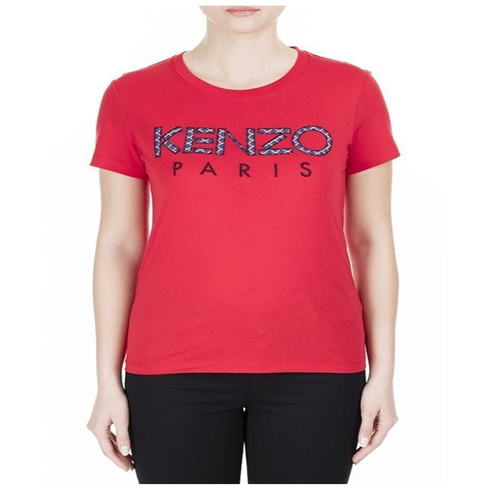 ケンゾーKENZO レディースケンゾーパリロゴフロントパッチクルーネックコットンTシャツ 2TS701 990 21