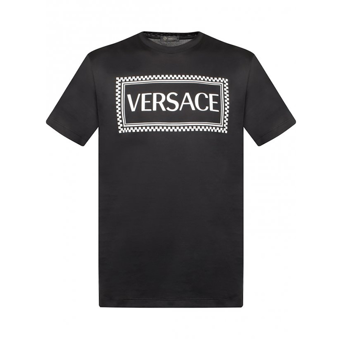 ヴェルサーチ VERSACE メンズニューコットンブランドレタープリントメンズ半袖Tシャツ A81548 A201952 A008