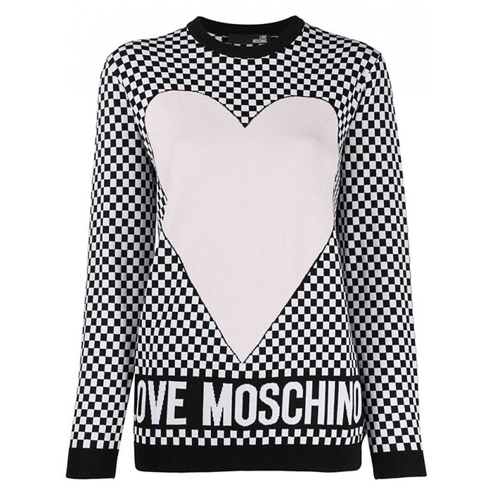 ラブ モスキーノ LOVE MOSCHINO ハートチェッカーレディースニットセーターWS07G10 1340 4022