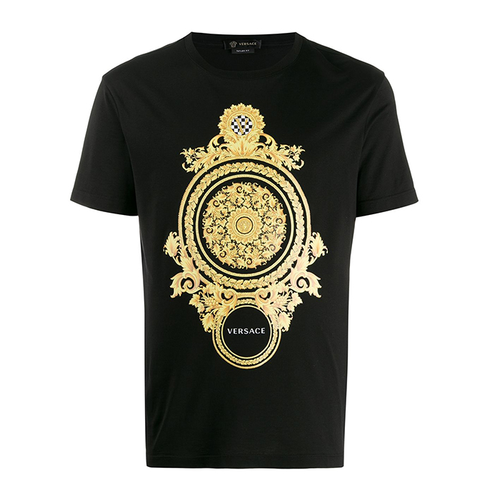 ヴェルサーチ VERSACE バロックプリントメンズブラックTシャツ A85169 A228806 A1008 Black