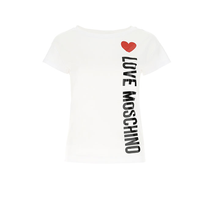 ラブ モスキーノ LOVE MOSCHINO レディース 縦ロゴ ネックコットンTシャツ W4F301Q 1698 A00