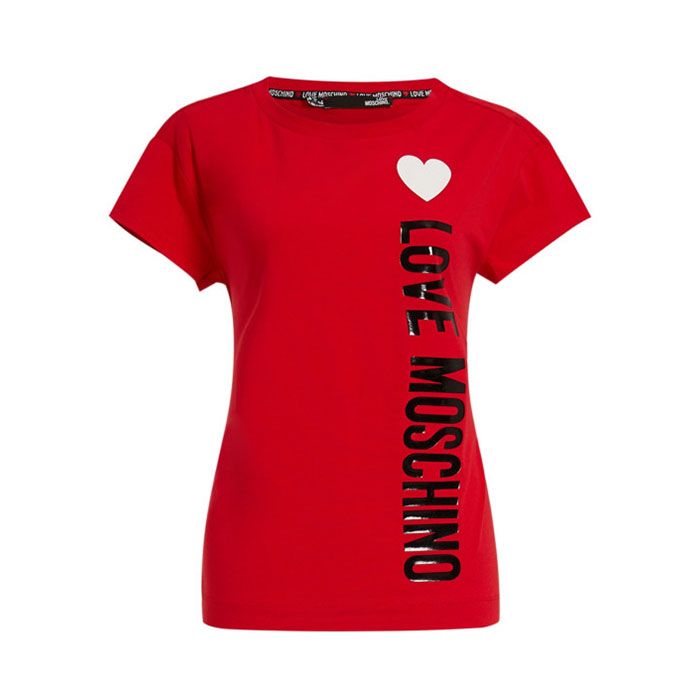 ラブ モスキーノ LOVE MOSCHINO レディース 縦ロゴ ネックコットンTシャツ W4F301Q 1698 088