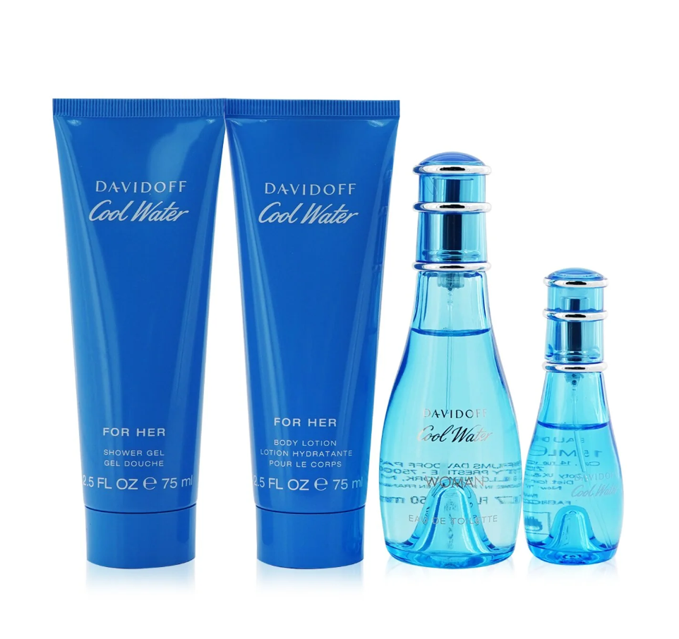 DAVIDOFF Cool Water Coffret: EDT Spray 50ml+ EDT Spray 15ml+ Body Lotion 75ml+ Shower Gel 75ml