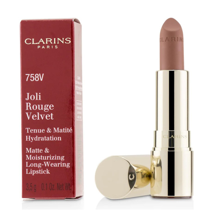 CLARINS クラランスジョリ ルージュ ベルベット(マット & モイスチャライジング ロング ウェアリング リップスティック) # 758V SANDY PINK 3380810191417