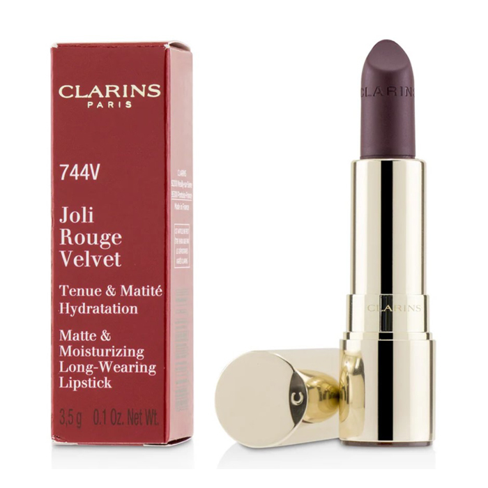 CLARINS クラランスジョリ ルージュ ベルベット(マット & モイスチャライジング ロング ウェアリング リップスティック) # 744V PLUM 3380810191370