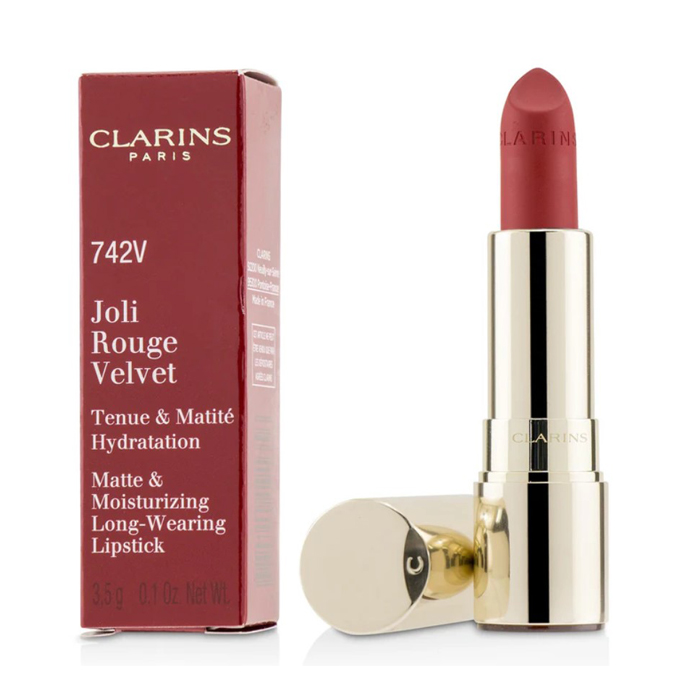 CLARINS クラランスジョリ ルージュ ベルベット(マット & モイスチャライジング ロング ウェアリング リップスティック) # 742V JOIL ROUGE 3380810191356