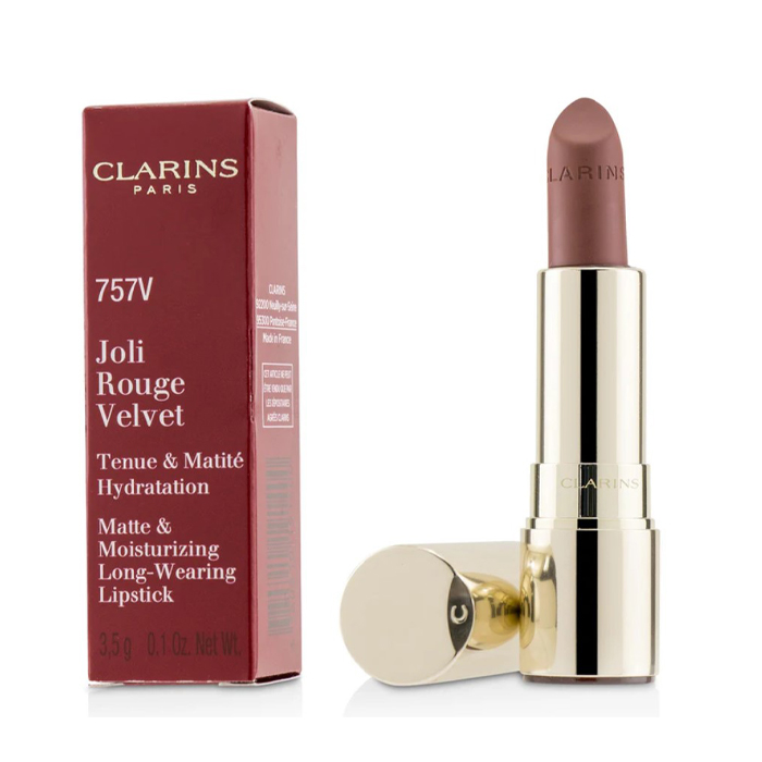 CLARINS クラランスジョリ ルージュ ベルベット(マット & モイスチャライジング ロング ウェアリング リップスティック) # 757V NUDE BRICK 3380810191400