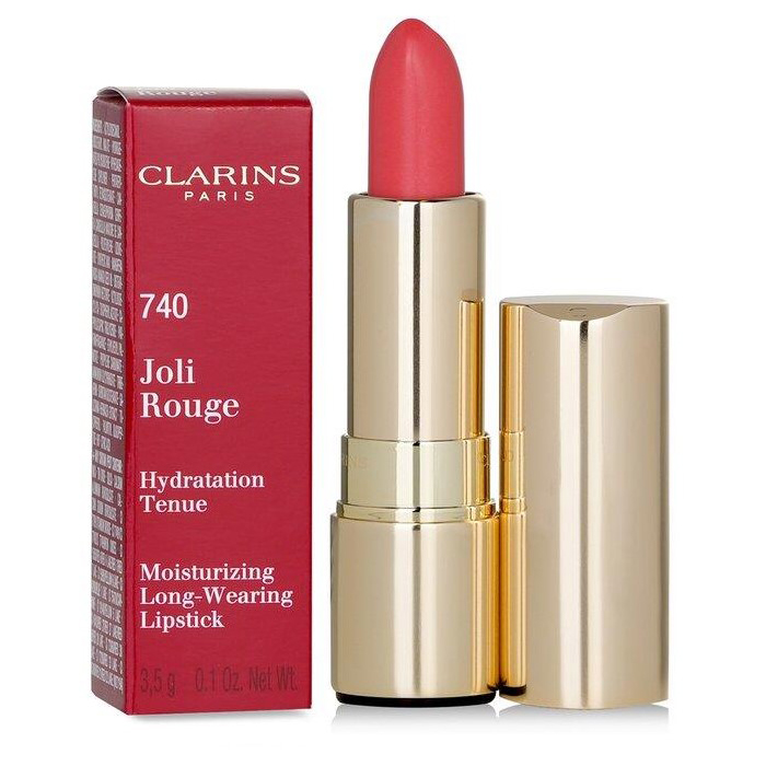 CLARINS クラランスジョリ ルージュ (ロング ウェアリング モイスチャライジング リップスティック) # 740 BRIGHT CORAL 3380814435814