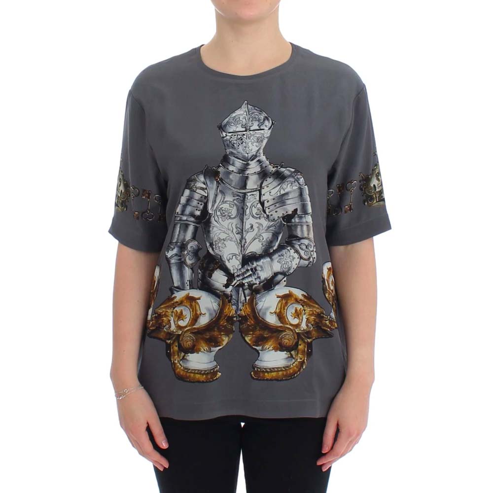 ドルチェ＆ガッバーナ Dolce&Gabbana グレーナイトクラウンプリントTシャツ F8G45T G7ADT S9000