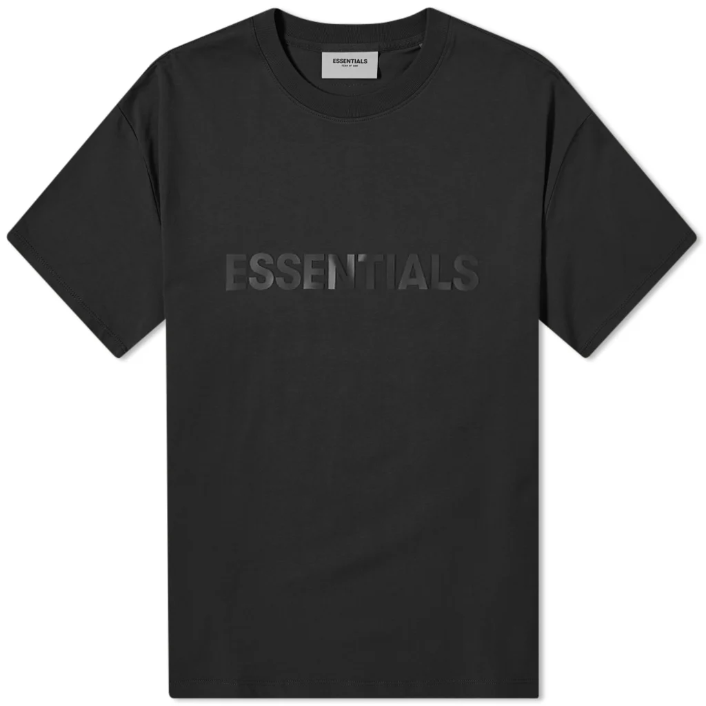 フィアオブゴッド エッセンシャルズ FEAR OF GOD FOG ESSENTIALS フロント3Dシリコン ロゴ Tシャツ 半袖 トップス 厚手 おしゃれ メンズ ブランド BLACK