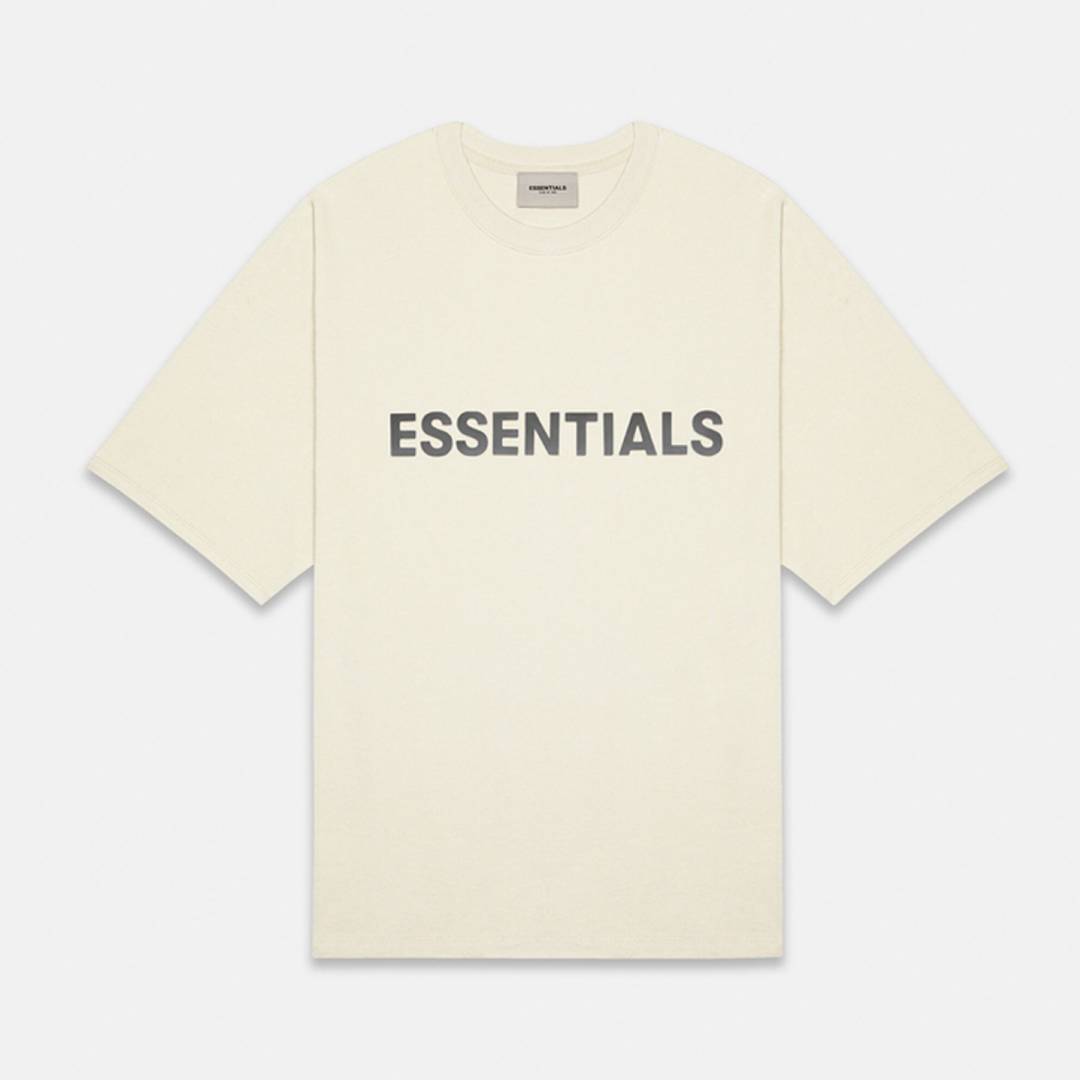 フィアオブゴッド エッセンシャルズ FEAR OF GOD FOG ESSENTIALS フロント3Dシリコン ロゴ Tシャツ 半袖 トップス 厚手 おしゃれ メンズ ブランド CREAM