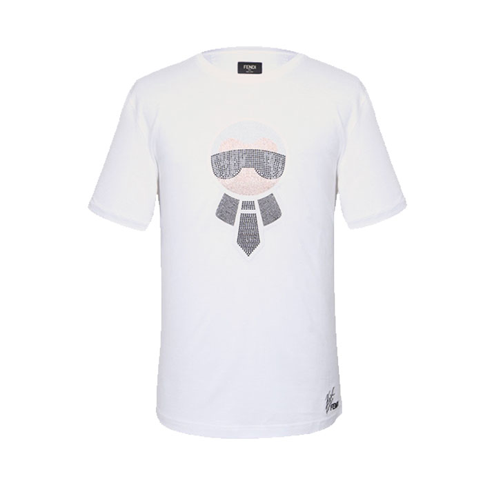 フェンディFENDI MEN T-SHIRT メンズTシャツ S FY0626 1YN F0QA0 WHITE