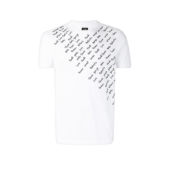 フェンディFENDI MEN T-SHIRT メンズTシャツ S FY0626 A1BH F0QA0 WHITE