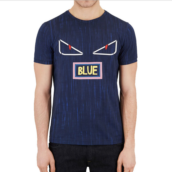 フェンディFENDI MEN T-SHIRT メンズTシャツ S FY0626 A5CA F0AS6 BLUE