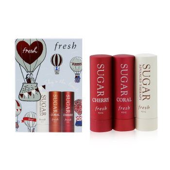 Fresh フレッシュ Sugar Lip Treatment Trio Set: 1x Sugar Lip Treatment Advanced Therapy - 2.2g/0.07oz + 2x Mini Sugar Lip Treatment SPF 15 (#Coral + #Cherry) 809280145759