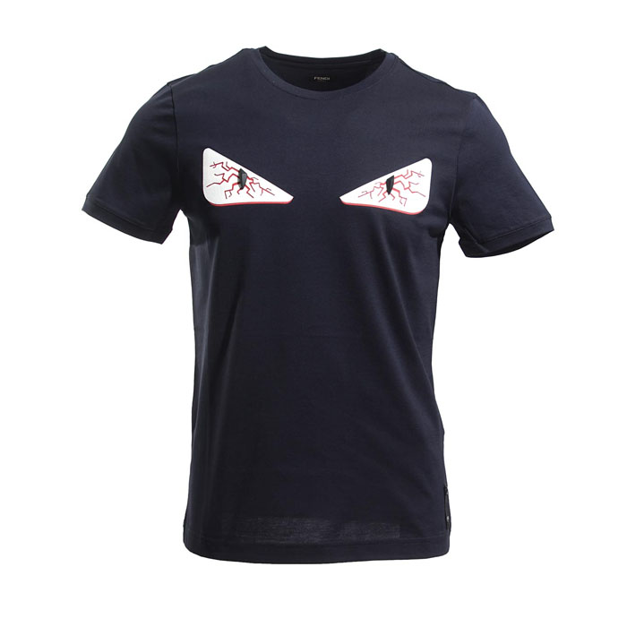 フェンディFENDI メンズ半袖 Tシャツ アングリーバグズ バッグ バグズ モンスター ネイビー FY0894 A28J F123Z