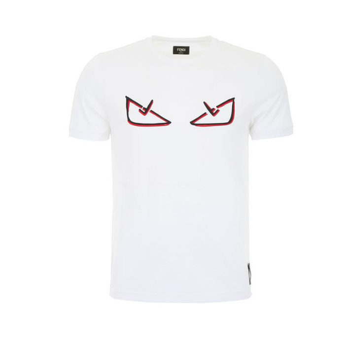 フェンディFENDI メンズクルーネック半袖Tシャツ FY0894 A6ZG F0QA0 WHITE