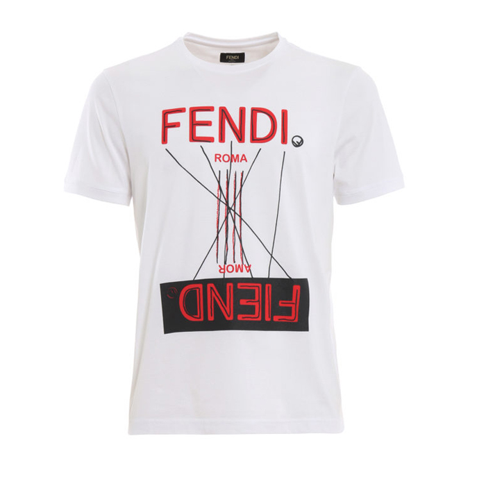 フェンディFENDI メンズ クルーネック半袖Tシャツ FY0894 A6ZL F068N