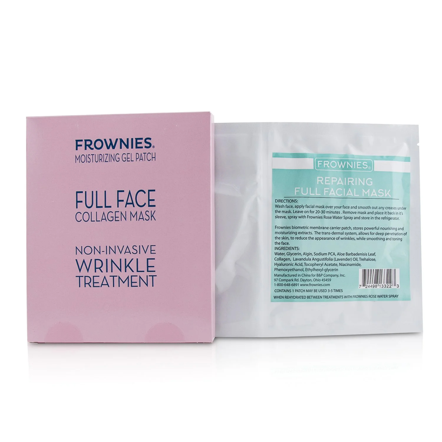 Frownies フラウニーズ Full Face Collagen Mask - Moisturizing Gel Patch フル フェイス コラーゲン マスク 724498133223