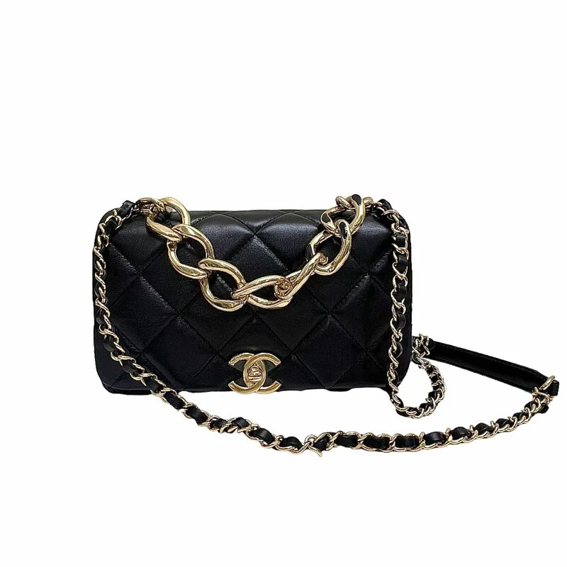 シャネル CHANEL フラップバッグ ショルダーバッグ 20cm ラムスキンブラック AS3366 B08472 94305