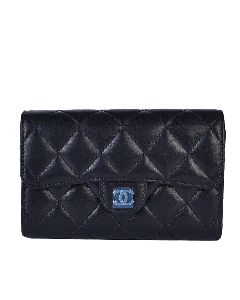 シャネル CHANEL ブラックレザーレディースウォレット AP0232 Y01480 C3906