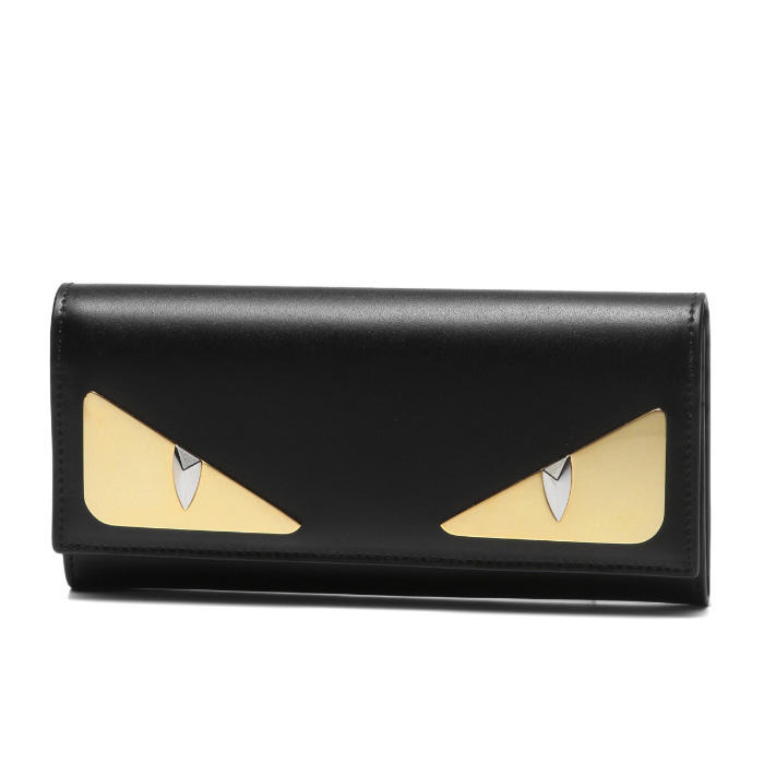 フェンディFENDI レディースウオレットWALLET 8M0251 3IF F0KUR NERO+ORO SOFT BLACK