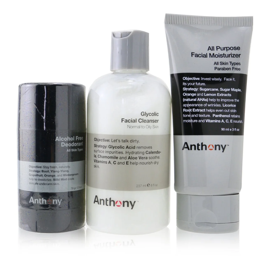 Anthony Basic Kit With Alcohol Free Deodorantベーシックキット アルコールフリーデオドラント 3PCS