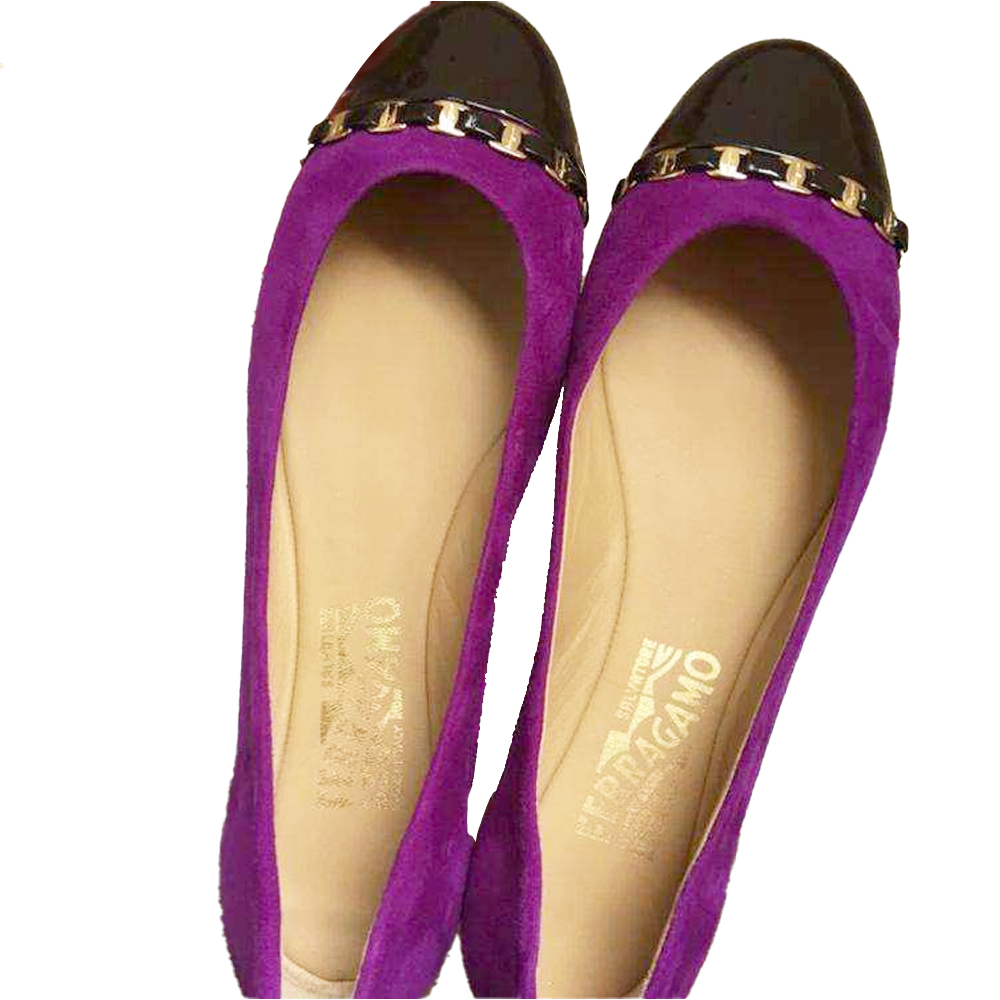 FERRAGAMO フェラガモレディーススエードシューズ 0584488 PIM GRAPE-FO