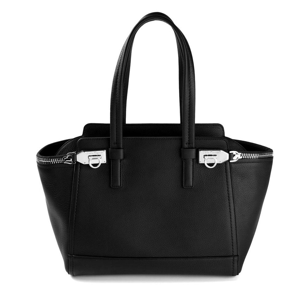 FERRAGAMO フェラガモ レディース ジップディテールトラペーズトートバッグ 21-E763 0584471 NERO