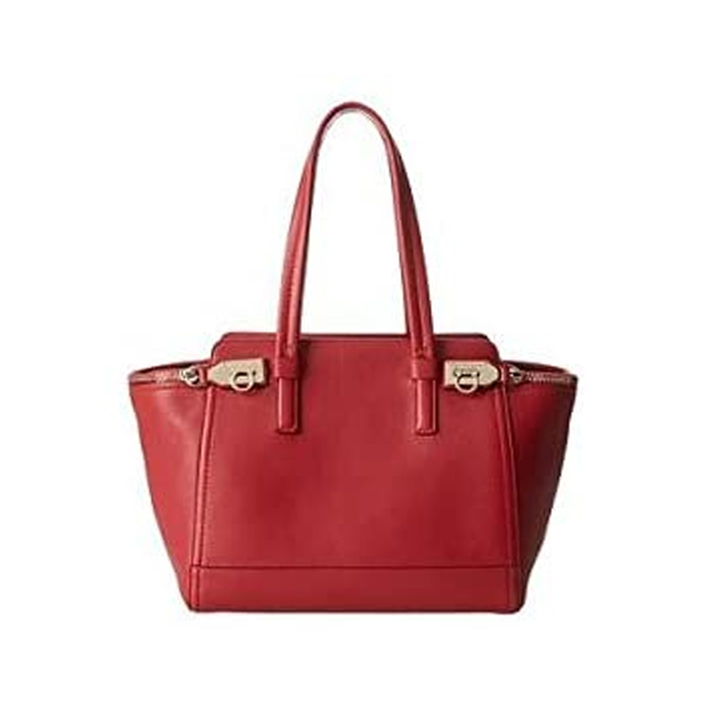 フェラガモ FERRAGAMO レディース ジップディテールトラペーズトートバッグ 21-E763 0584468 ROSSO