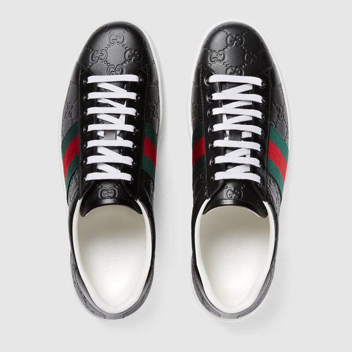 グッチ GUCCI MEN SHOES メン ズシューズ 386750 CWCG0 1070 ACE LEATHER SNEAKER