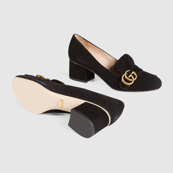 GUCCI LADY SHOES ??グッチレディースシューズ 408208 C2000 1000 Suede mid-heel pump