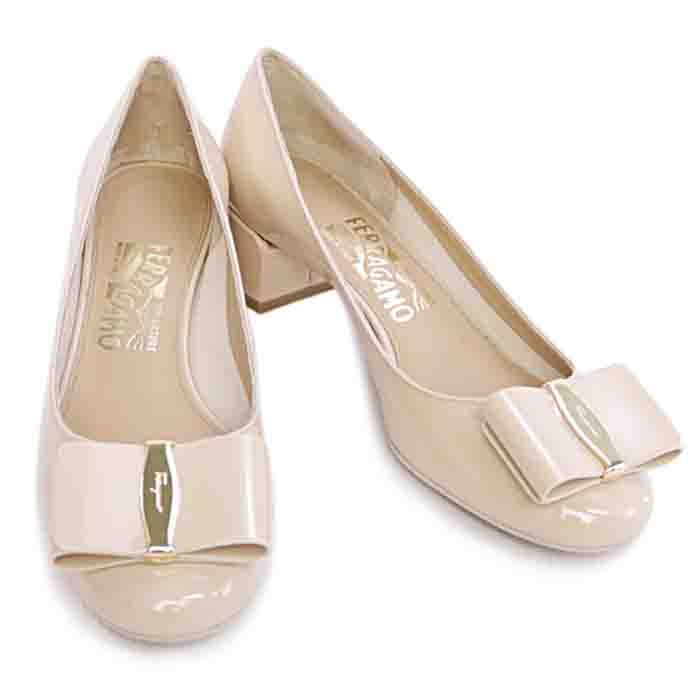 FERRAGAMO LADY SHOES 0660863 NP-C N-BI NEW BISQUE