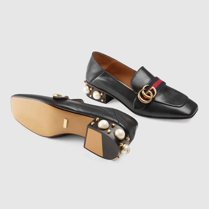 グッチ GUCCI LADY SHOES レディースシューズ ?423559 DKHC0 1061 Leather Mid-heel Loafer