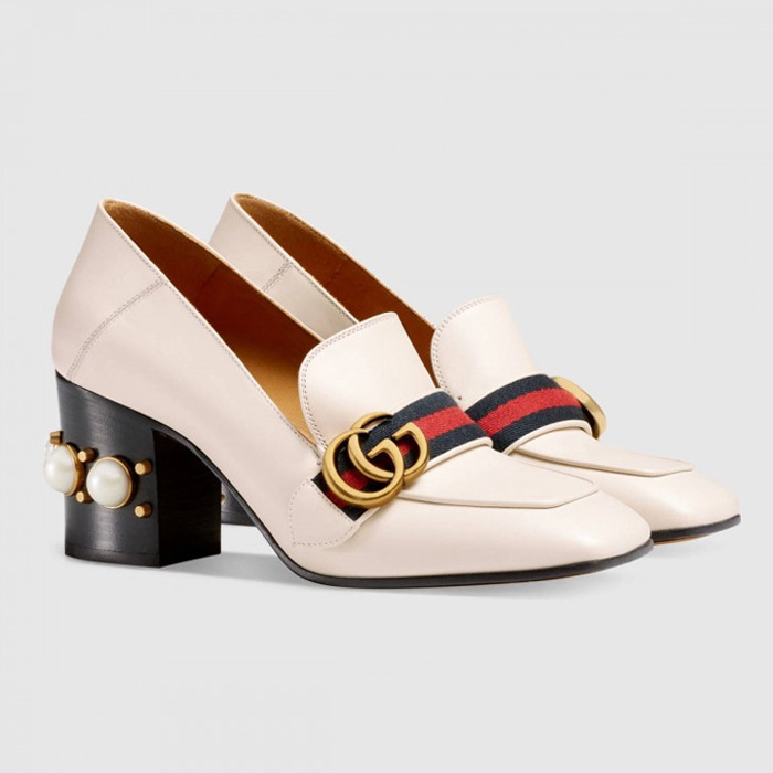 グッチ GUCCI LADY SHOES レディースシューズ 425943 DKHC0 9061 Leather Mid-heel Loafer