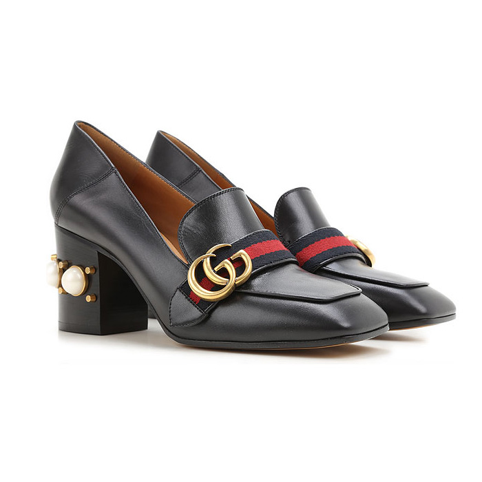 グッチ GUCCI LADY SHOES レディースシューズ 425943 CQXM0 1061 Leather Mid-heel Loafer