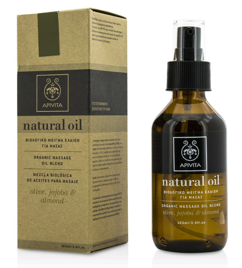 Apivita Natural Oilナチュラルオイル,Organic Massage Oil Blend with Almond,Olive & Jojoba 100ml